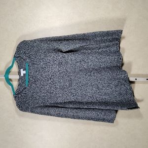 5W03 J. Jill black & white marbled wool blend L/S sweater PM